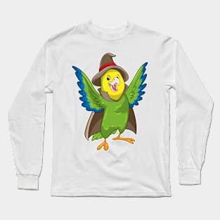 Parrot as Wizard with Hat Long Sleeve T-Shirt